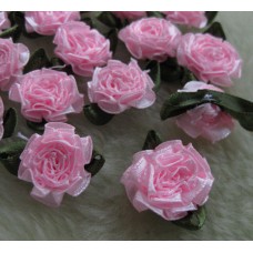 Pink Satin Ribbon Rose Flowers Artificial Rose Flowers Decor For Home 10Pcs  691184855427  253814722914